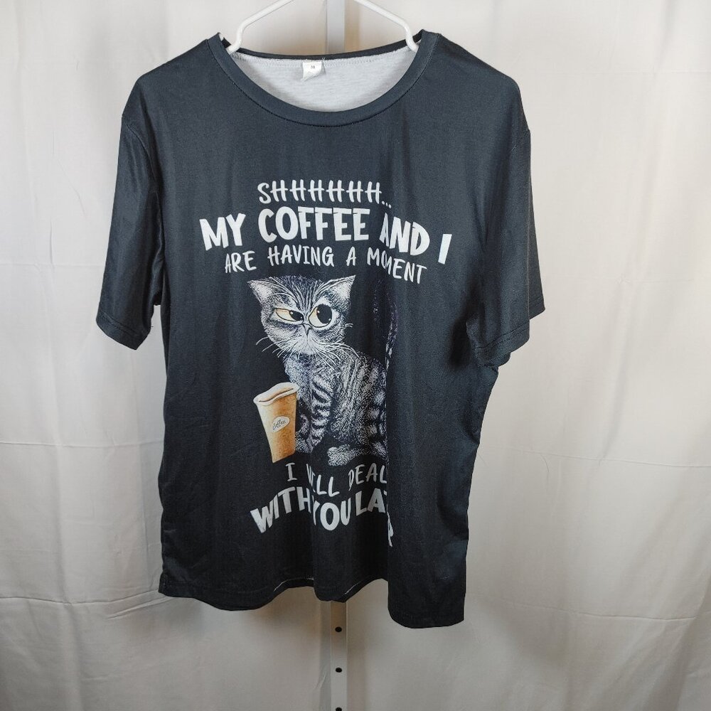 No Brand Graffiti T Shirt Size M Coffee Cat Moment For Women